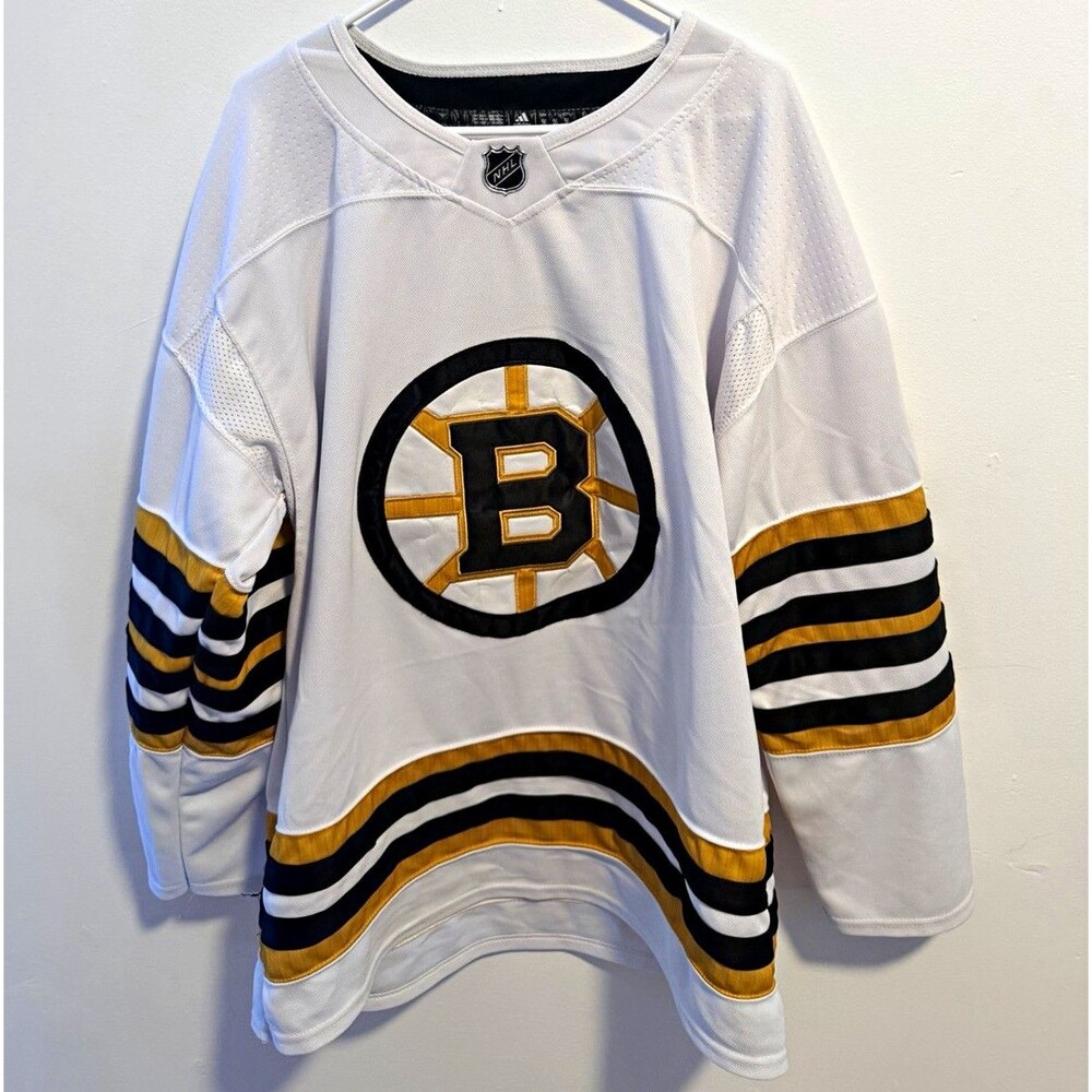 Adidas Boston Bruins Lemelin #1 NHL Hockey Jersey White/Black/Gold Size 56. 2xl